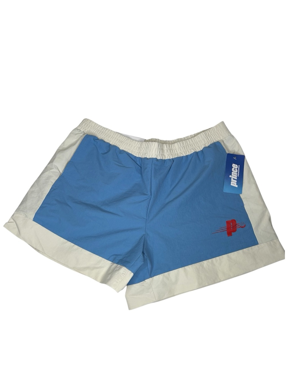 Prince Blue and White Athletic Tennis Shorts with Red Logo medium